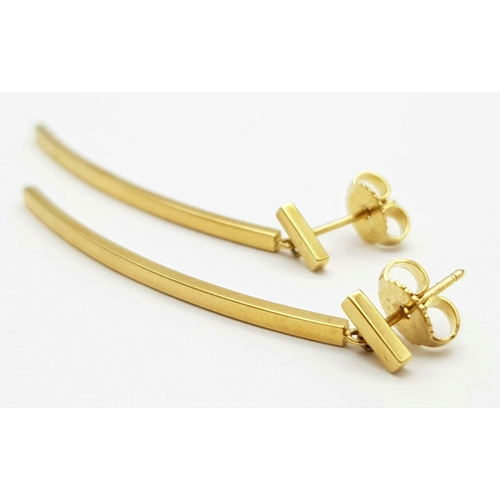 5 - TIFFANY & CO 18K YELLOW GOLD DROP BAR EARRINGS 4G

ref: SC 3033