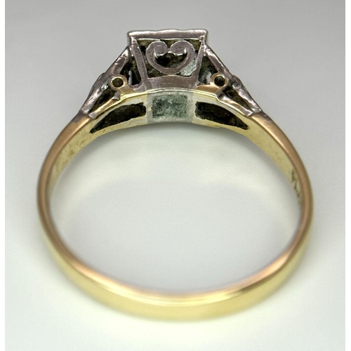 61 - 18K YELLOW GOLD & PLATINUM VINTAGE DIAMOND SOLITAIRE RING 0.15CT 3.5G SIZE Q

ref: SC 3035