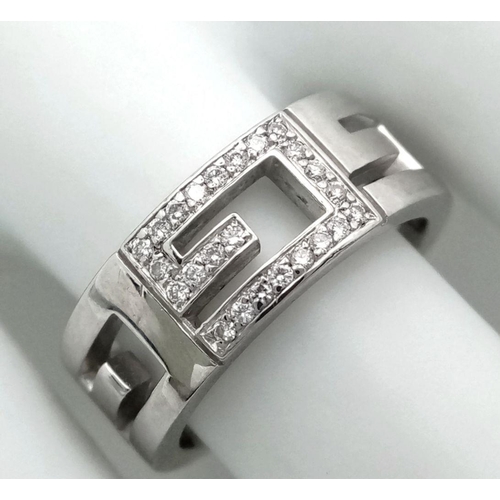 68 - 18K WHITE GOLD GUCCI G DIAMOND SET RING 9.2G SIZE M

ref: 8553