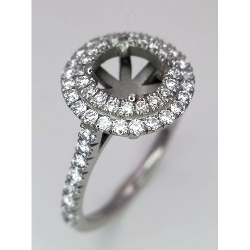 96 - PLATINUM DIAMOND DOUBLE HALO RING MOUNT READY TO SET YOUR DREAM STONE 5.3G SIZE L

ref: 8695