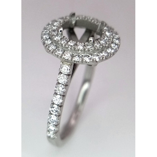 96 - PLATINUM DIAMOND DOUBLE HALO RING MOUNT READY TO SET YOUR DREAM STONE 5.3G SIZE L

ref: 8695