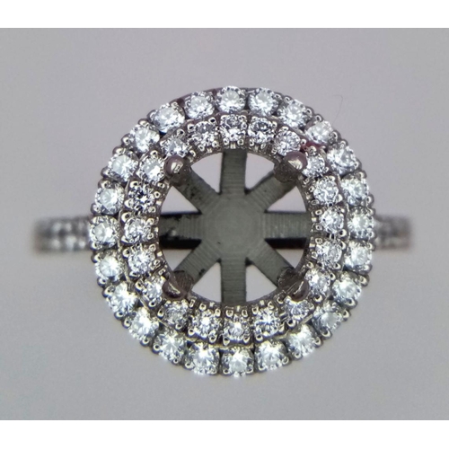 96 - PLATINUM DIAMOND DOUBLE HALO RING MOUNT READY TO SET YOUR DREAM STONE 5.3G SIZE L

ref: 8695