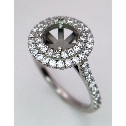 96 - PLATINUM DIAMOND DOUBLE HALO RING MOUNT READY TO SET YOUR DREAM STONE 5.3G SIZE L

ref: 8695