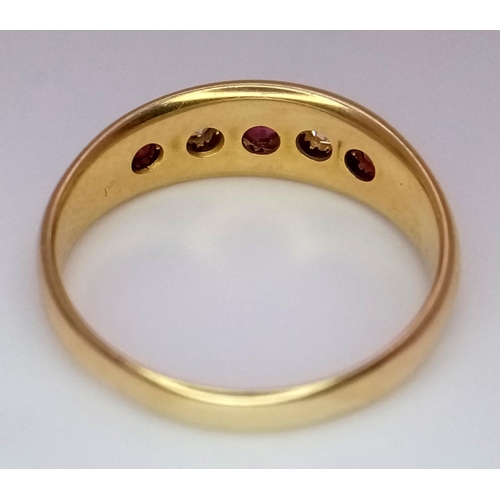 264 - 18K YELLOW GOLD ANTIQUE DIAMOND & RUBY RING 2.2G SIZE N HALLMARKED 1891 BIRMINGHAM

ref: SC 3037