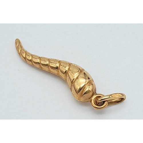 301 - HORN of PLENTY 9 carat GOLD  CHARM. 0.9 grams.