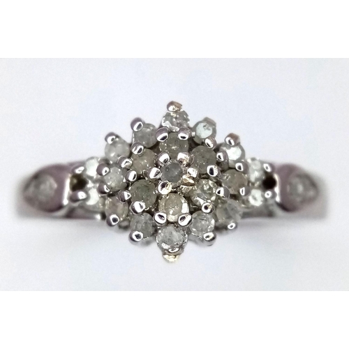 509 - 9K WHITE GOLD DIAMOND CLUSTER RING 0.25CT 2.5G SIZE M

ref: SPAS 3007