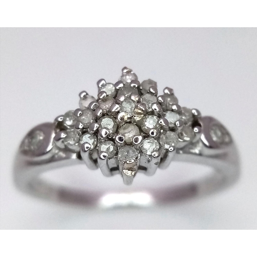 509 - 9K WHITE GOLD DIAMOND CLUSTER RING 0.25CT 2.5G SIZE M

ref: SPAS 3007