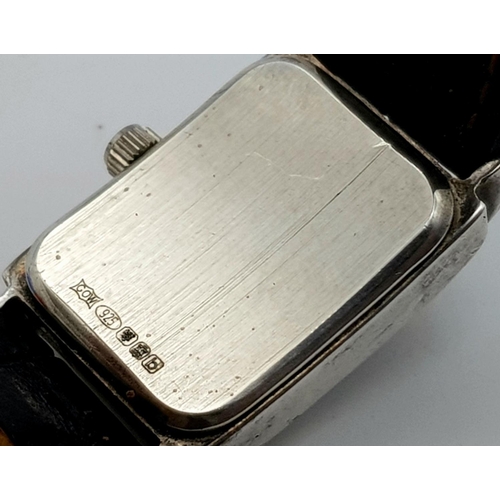 518 - Ladies ‘CASA DI VELLI’ Quartz Wristwatch. Tank style finished in Hallmarked SILVER. Full working ord... 