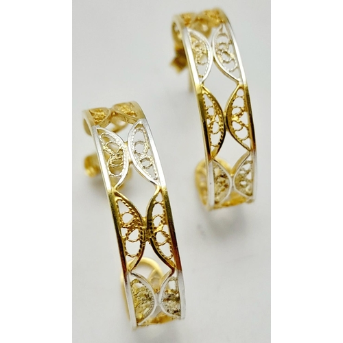 536 - A Pair of Designer Gold Plated 925 Silver Hoop Earrings. REf: 17854