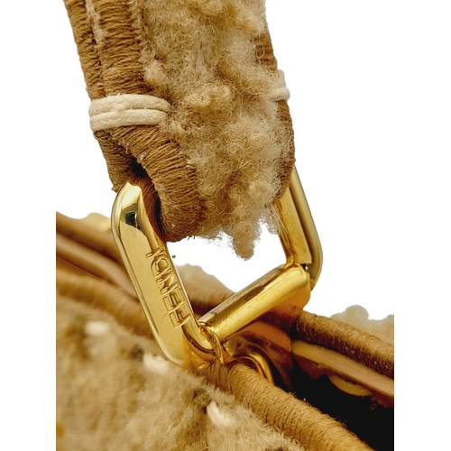 81 - A Fendi Curly Shearling Shiny Nappa Small Peekaboo I SEE U Satchel Bag. Shearling exterior with embr... 