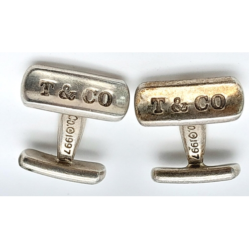 98 - Genuine TIFFANY & CO SILVER CUFFLINKS.  1837 collection. Full markings for Tiffany and co. Please se... 