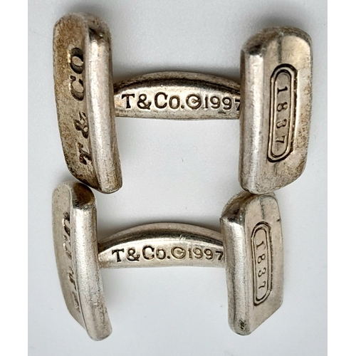 98 - Genuine TIFFANY & CO SILVER CUFFLINKS.  1837 collection. Full markings for Tiffany and co. Please se... 