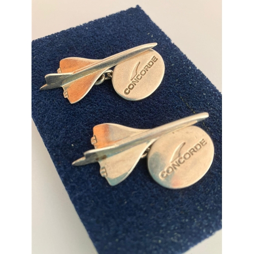 140 - Genuine Vintage CONCORDE SILVER CUFFLINKS. Extremely rare chain linked version. Full UK hallmark tog... 