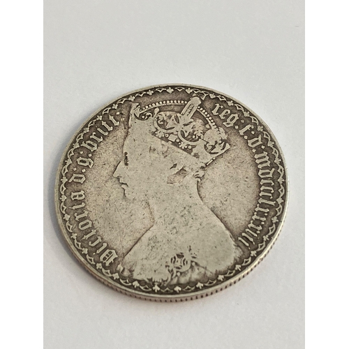 259 - 1883 SILVER GOTHIC FLORIN. Condition fine, almost very fine.