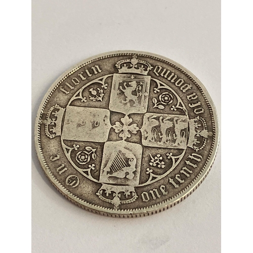 259 - 1883 SILVER GOTHIC FLORIN. Condition fine, almost very fine.