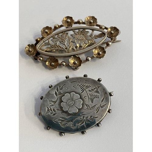 448 - 2 x antique SWEETHEART BROOCHES. To include SILVER Hallmarked Birmingham 1888. Both in excellent con... 