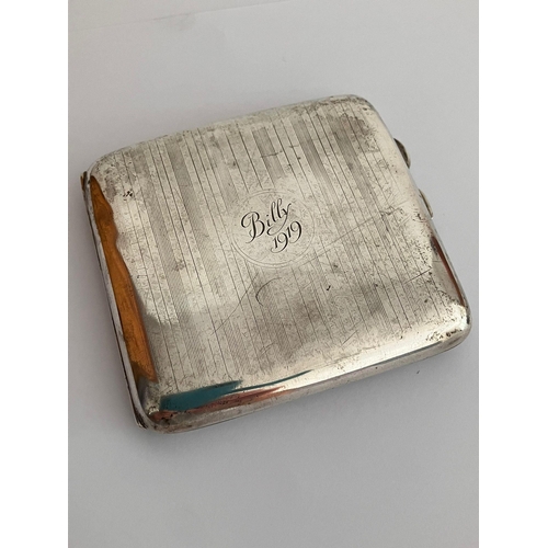 497 - Antique SILVER CIGARETTE CASE. Having clear hallmark for FD Long Birmingham 1919. Opens and closes p... 