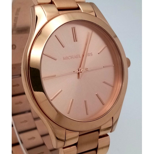 332 - Rose Gold Tone ‘Michael Kors’ Quartz Watch. 41mm Case. New Battery Fitted June 2024. Full Working Or... 