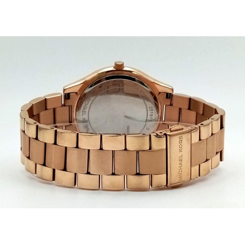 332 - Rose Gold Tone ‘Michael Kors’ Quartz Watch. 41mm Case. New Battery Fitted June 2024. Full Working Or... 