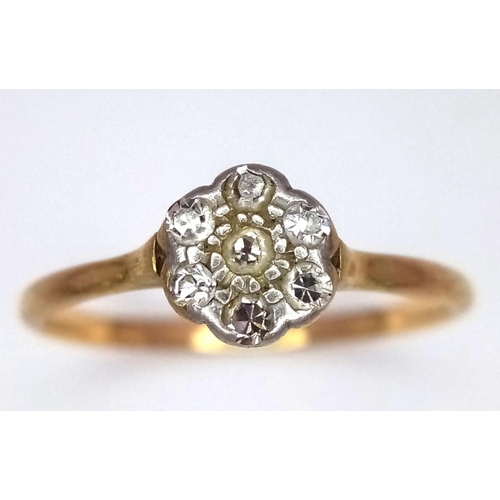 537 - 18K YELLOW GOLD VINTAGE DIAMOND CLUSTER RING 1.8G SIZE O

ref: 8694