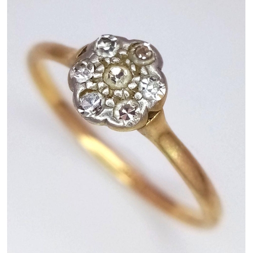 537 - 18K YELLOW GOLD VINTAGE DIAMOND CLUSTER RING 1.8G SIZE O

ref: 8694