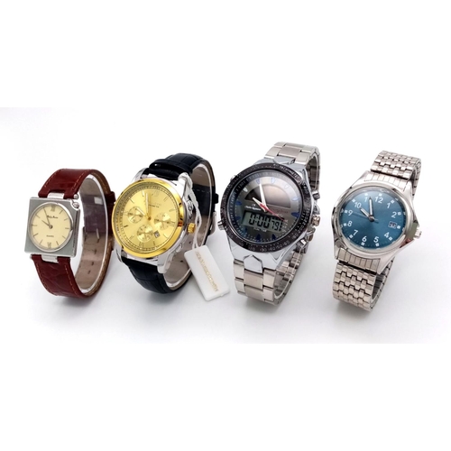 1133 - A Parcel of Four Vintage and Later Men’s Watches Comprising; 1) A Philip Persio Square Face Watch, 2... 