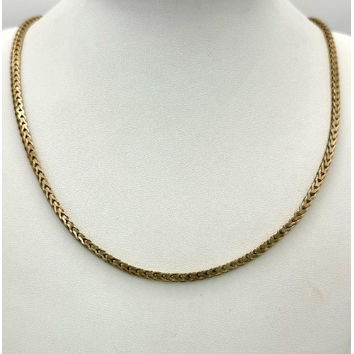 11 - A 9K Yellow Gold Foxtail Chain. 62cm. 22.3g