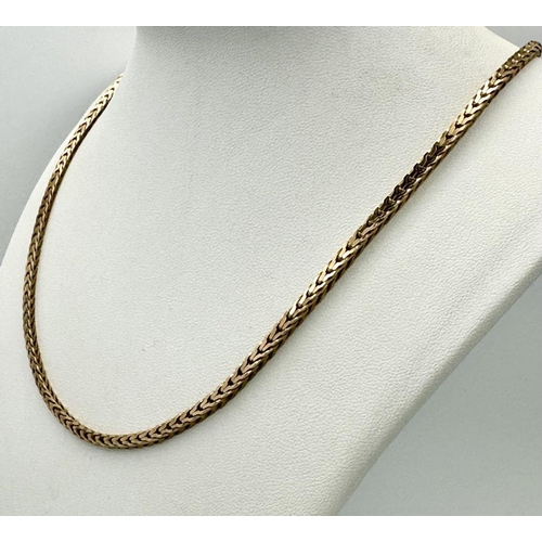 11 - A 9K Yellow Gold Foxtail Chain. 62cm. 22.3g