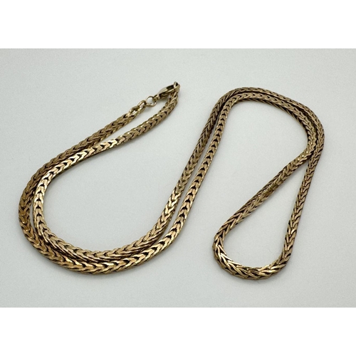 11 - A 9K Yellow Gold Foxtail Chain. 62cm. 22.3g