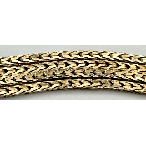 11 - A 9K Yellow Gold Foxtail Chain. 62cm. 22.3g