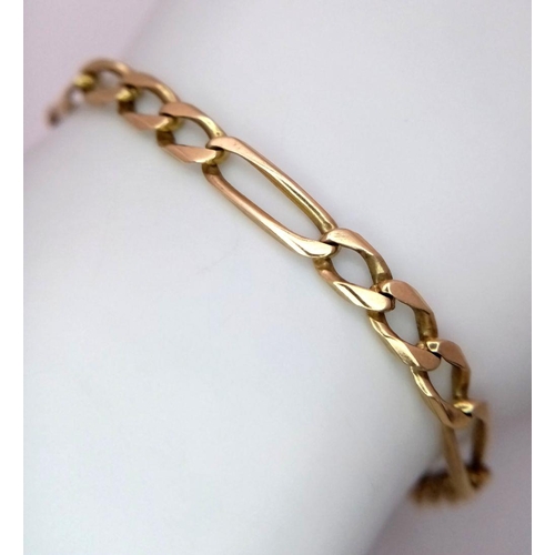 32 - A Vintage 9K Yellow Gold Figaro Link Bracelet. 18cm. 6.9g