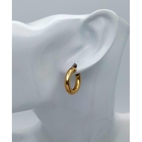 36 - A Pair of 9K Yellow Gold Oval Hoop Earrings. 2.7g