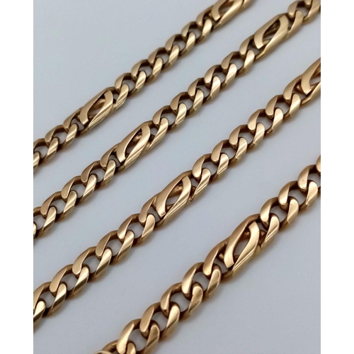 4 - A 14K Yellow Gold Flat Curb Link Chain. 46cm length. 26.7g