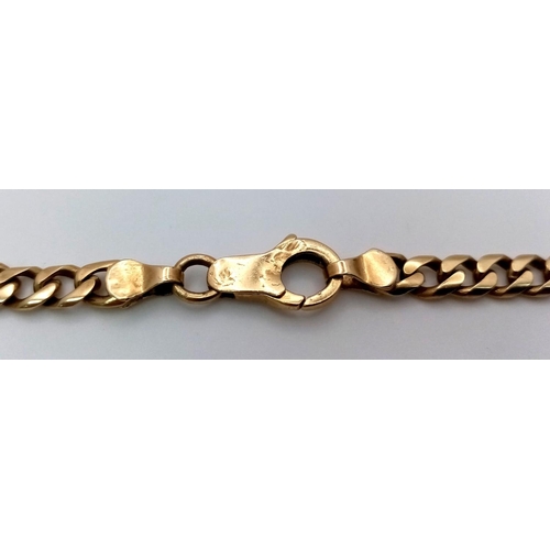 4 - A 14K Yellow Gold Flat Curb Link Chain. 46cm length. 26.7g