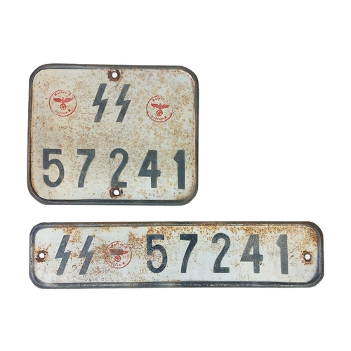 222 - Pair of Movie Prop Waffen SS Kubel Wagon Number Plates.