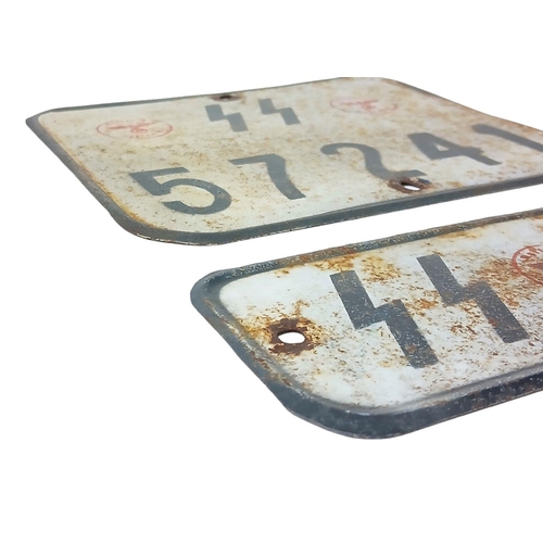 222 - Pair of Movie Prop Waffen SS Kubel Wagon Number Plates.