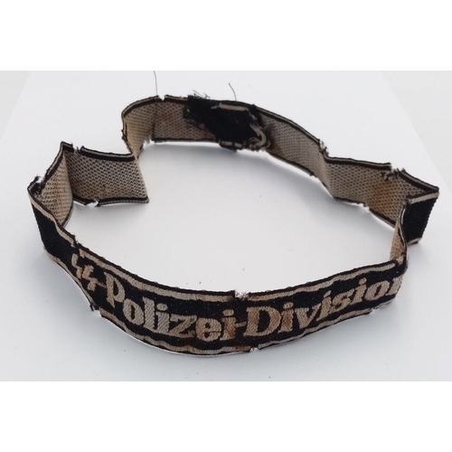 300 - 3rd Reich SS-Polizei-Division Cuff Title. Removed from a uniform. Marked Beveo-Wuppertal. Passes the... 