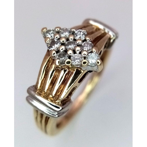 334 - A 9K YELLOW GOLD DIAMOND RING - 0.25CTW. 3.6G. SIZE K. REF: SC4059