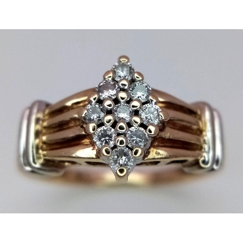 334 - A 9K YELLOW GOLD DIAMOND RING - 0.25CTW. 3.6G. SIZE K. REF: SC4059