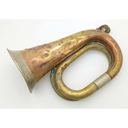 34 - 1914 Dated Imperial German Infantry Bugle. With mouthpiece Certainly a “Been There” item.