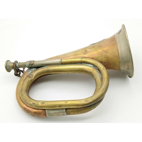 34 - 1914 Dated Imperial German Infantry Bugle. With mouthpiece Certainly a “Been There” item.