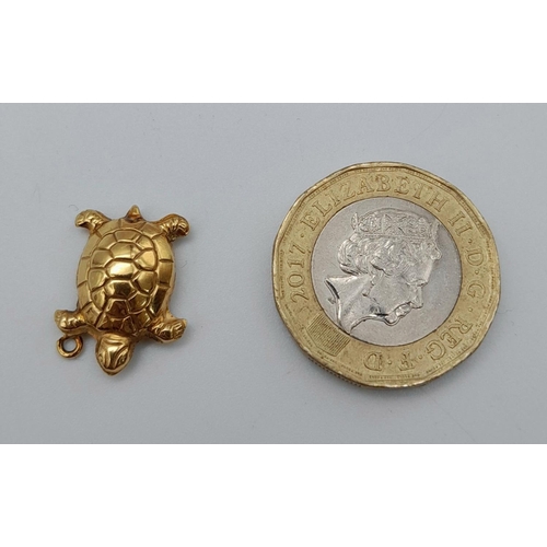 418 - A 9K YELLOW GOLD TORTOISE / TURTLE CHARM 1.1G. REF:SC4012