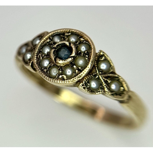 432 - A 9K YELLOW GOLD VINTAGE STONE SET RING - 2.3G. SIZE N. REF: SC4026