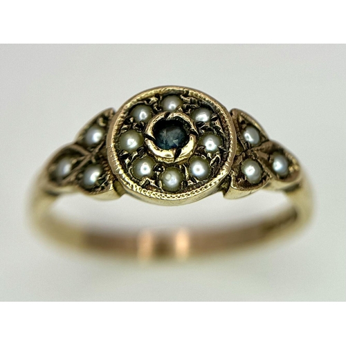 432 - A 9K YELLOW GOLD VINTAGE STONE SET RING - 2.3G. SIZE N. REF: SC4026