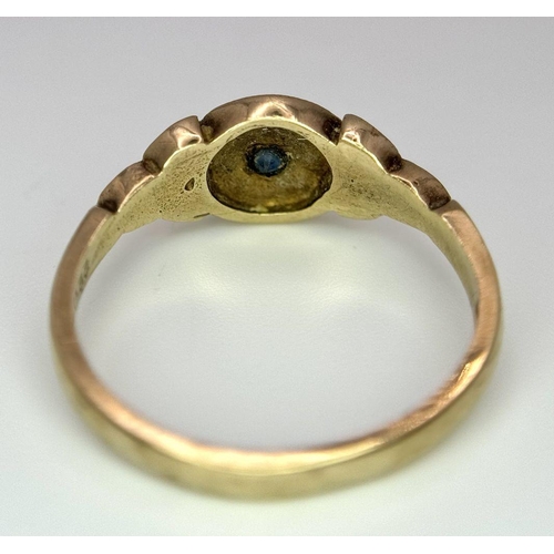 432 - A 9K YELLOW GOLD VINTAGE STONE SET RING - 2.3G. SIZE N. REF: SC4026