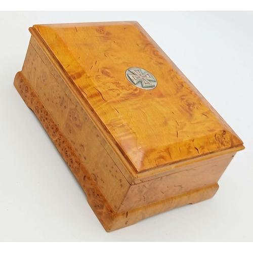 468 - WW1 Imperial German Burwood Box with an Iron Cross Logo.