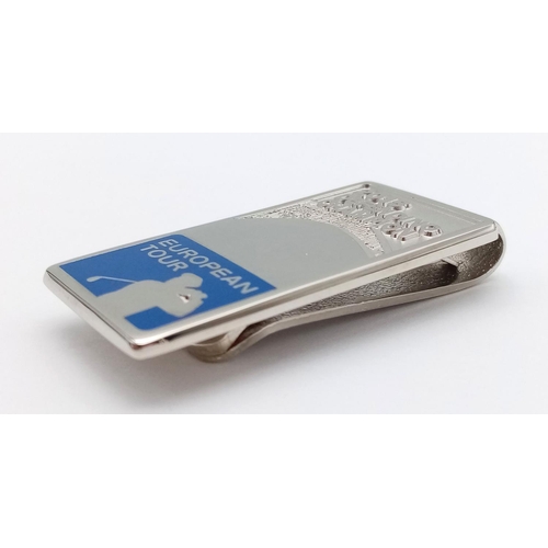 481 - A SILVER TONE EUROPEAN TOUR 2015 DEFENDING CHAMPION MONEY CLIP. REF: CHALKS4001