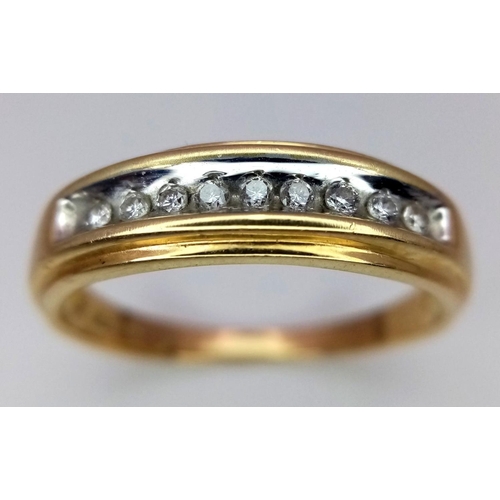 54 - A 14K YELLOW GOLD DIAMOND RING - 0.15CTW. 3.1G. SIZE V 1/2. REF: SC4072