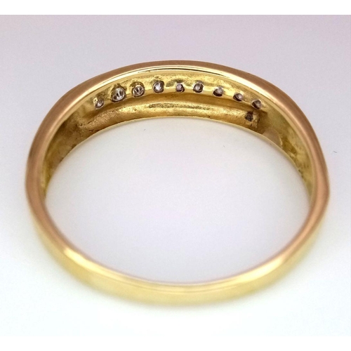 54 - A 14K YELLOW GOLD DIAMOND RING - 0.15CTW. 3.1G. SIZE V 1/2. REF: SC4072