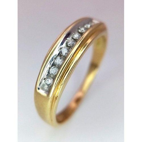 54 - A 14K YELLOW GOLD DIAMOND RING - 0.15CTW. 3.1G. SIZE V 1/2. REF: SC4072